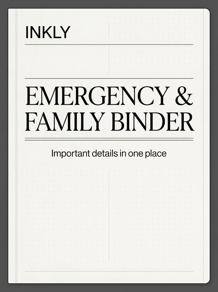 INKLY Emergency & Family Binder cover