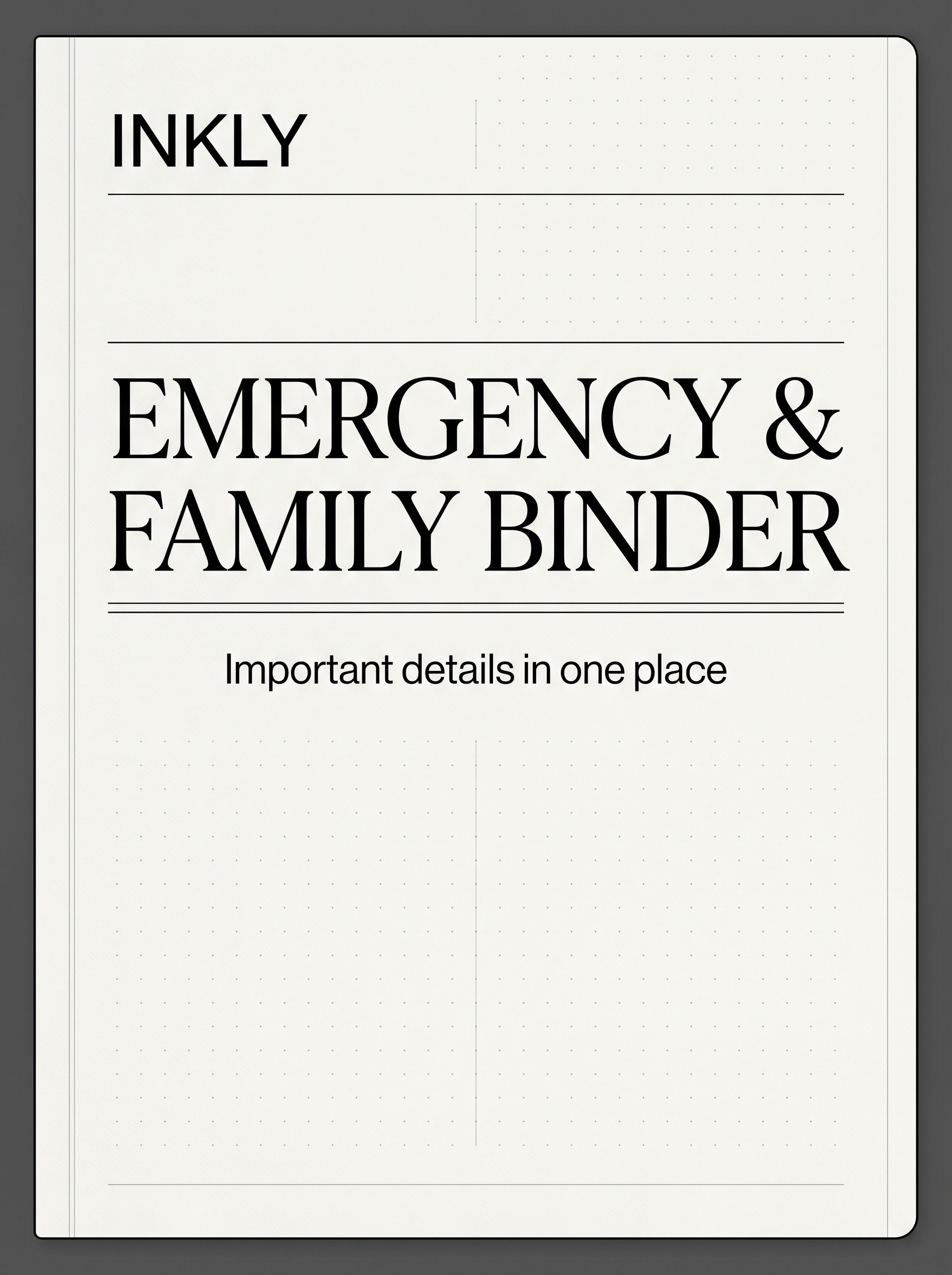 INKLY Emergency & Family Binder cover